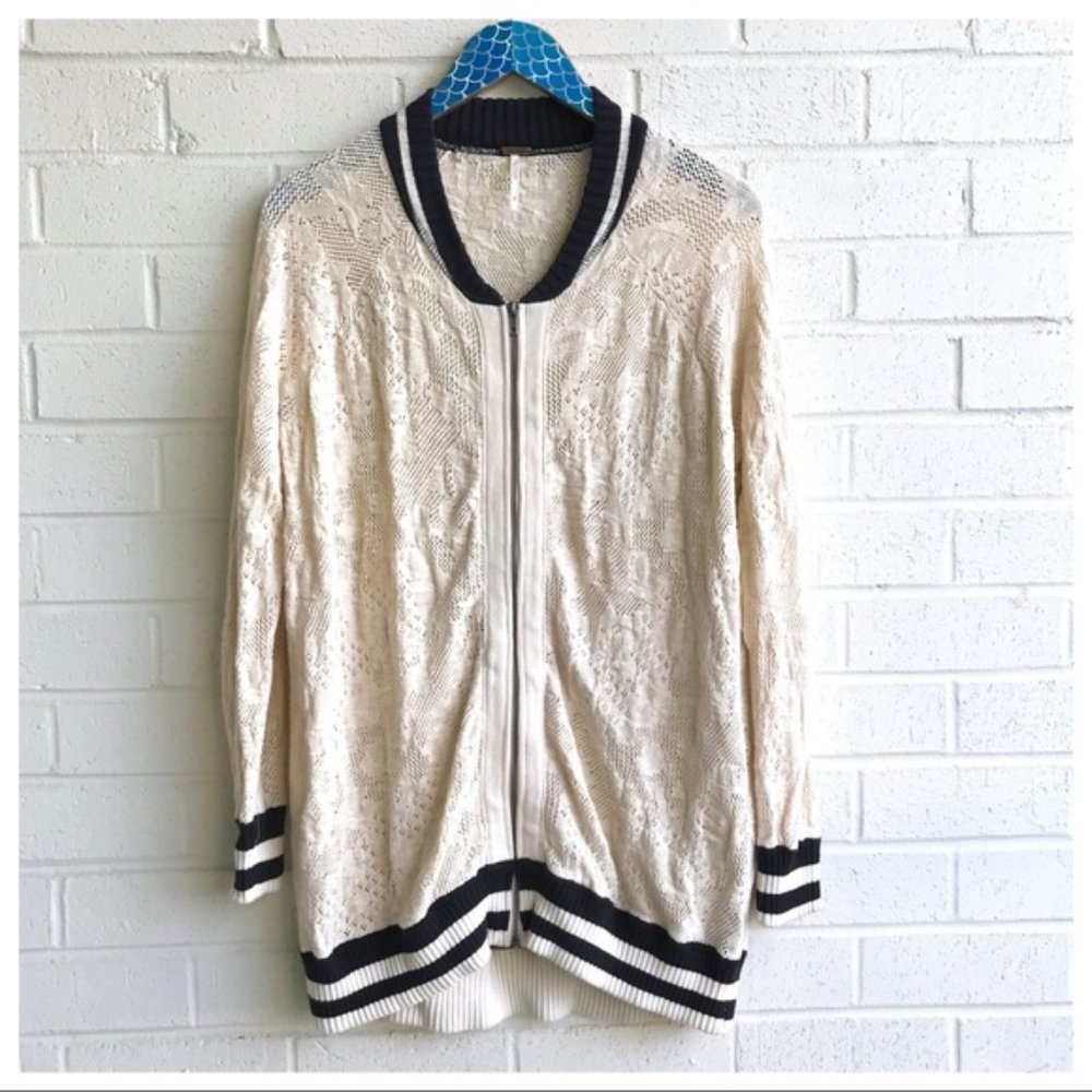 Free People Crochet Lace Bomber Jacket